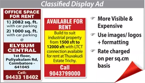 Rajasthan Patrika To Rent classified rates