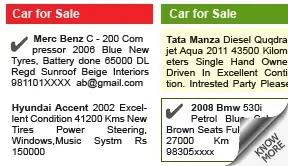 Sanmarg Vehicles display classified rates