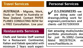 Info India Services display classified rates