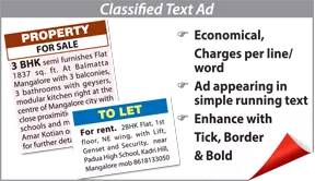 Times of India Property display classified rates