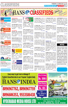 Hans India-Business-Ad-Rates
