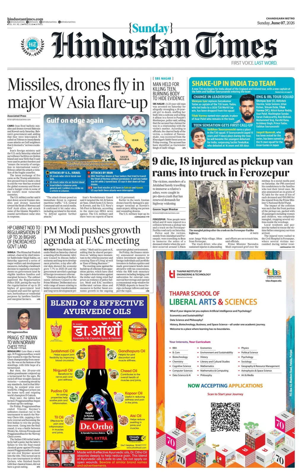 Hindustan Times front page