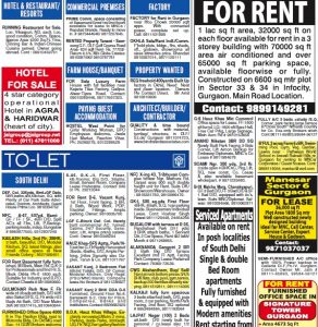 To-Rent Advertisement on Newspaper