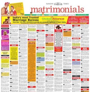 Times of India Matrimonial Advertisement